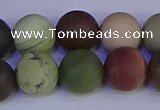 CNI365 15.5 inches 14mm round matte imperial jasper beads wholesale