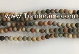 CNI376 15.5 inches 6mm round matte American picture jasper beads