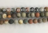 CNI380 15.5 inches 14mm round matte American picture jasper beads