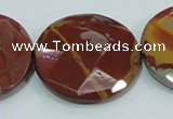 CNJ02 15.5 inches 40mm faceted coin natural noreena jasper beads