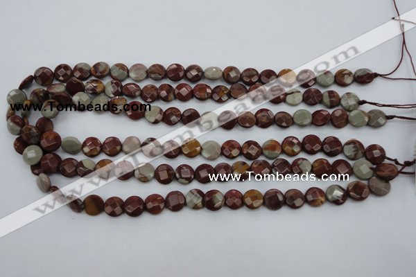 CNJ41 15.5 inches 10mm faceted coin noreena jasper beads