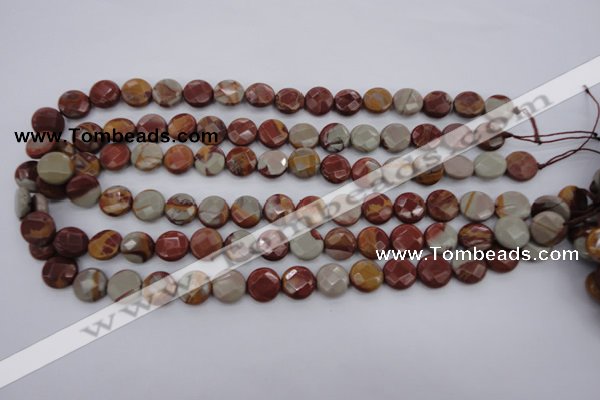 CNJ42 15.5 inches 12mm faceted coin noreena jasper beads