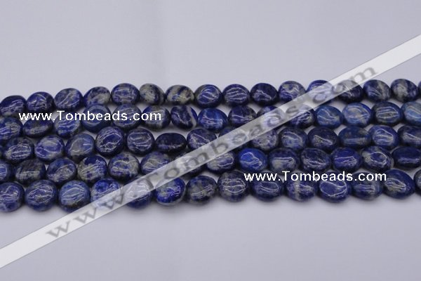CNL1105 15.5 inches 10mm flat round lapis lazuli gemstone beads