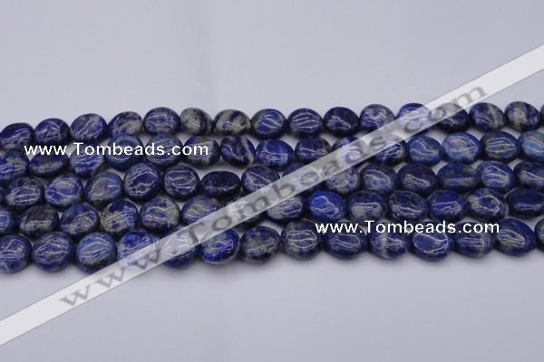 CNL1105 15.5 inches 10mm flat round lapis lazuli gemstone beads