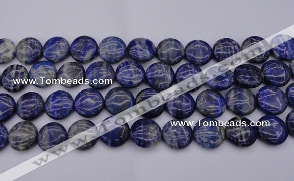 CNL1108 15.5 inches 16mm flat round lapis lazuli gemstone beads