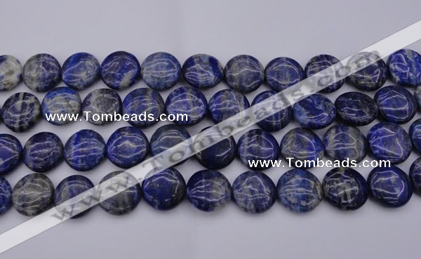 CNL1109 15.5 inches 18mm flat round lapis lazuli gemstone beads