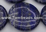 CNL1114 15.5 inches 40mm flat round lapis lazuli gemstone beads