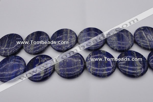 CNL1114 15.5 inches 40mm flat round lapis lazuli gemstone beads