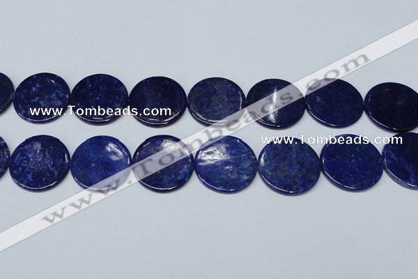 CNL1281 15.5 inches 30mm flat round natural lapis lazuli beads