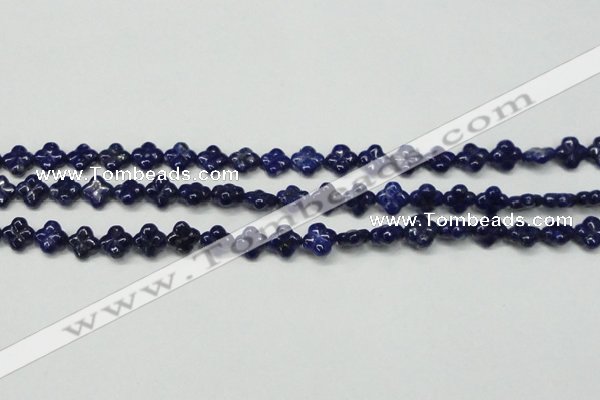 CNL1305 15.5 inches 10mm carved flower natural lapis lazuli beads