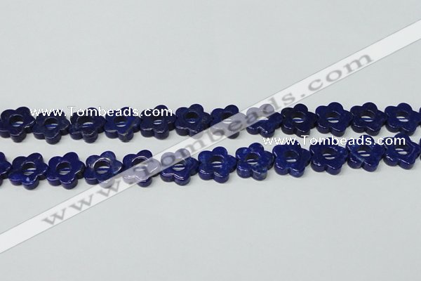 CNL1310 15.5 inches 16mm carved flower natural lapis lazuli beads