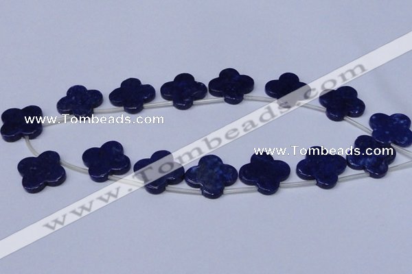 CNL1317 Top drilled 24mm flower natural lapis lazuli beads