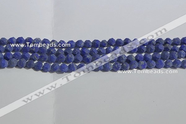 CNL1665 15.5 inches 6mm faceted nuggets matte lapis lazuli beads