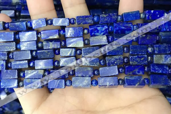 CNL1689 4mm round & 5*10mm - 6*12mm cuboid lapis lazuli beads