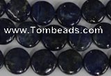 CNL452 15.5 inches 12mm flat round natural lapis lazuli beads