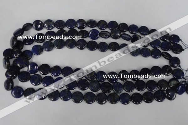 CNL452 15.5 inches 12mm flat round natural lapis lazuli beads