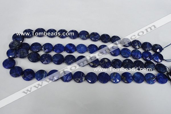 CNL472 15.5 inches 14mm faceted coin natural lapis lazuli beads