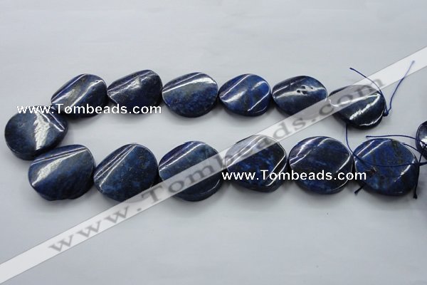 CNL698 15.5 inches 30mm twisted coin natural lapis lazuli beads