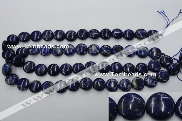 CNL732 15.5 inches 14mm flat round natural lapis lazuli gemstone beads