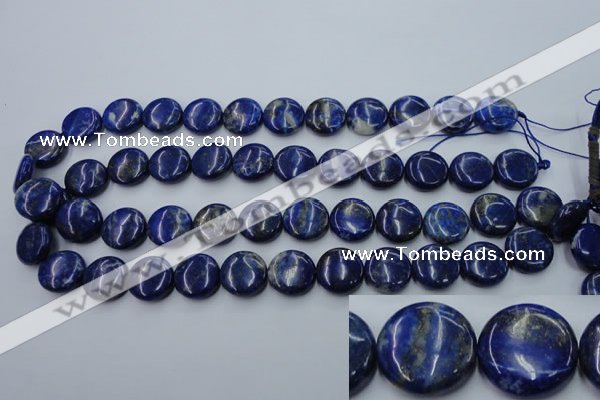 CNL733 15.5 inches 16mm flat round natural lapis lazuli gemstone beads