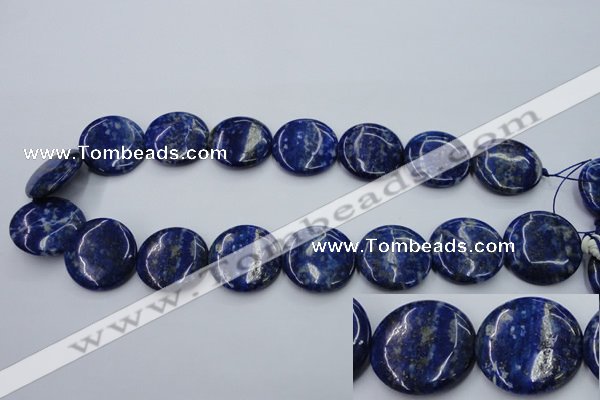 CNL737 15.5 inches 25mm flat round natural lapis lazuli gemstone beads