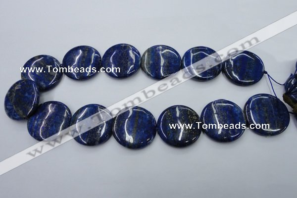 CNL738 15.5 inches 30mm flat round natural lapis lazuli gemstone beads