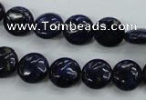 CNL923 15.5 inches 10mm flat round natural lapis lazuli gemstone beads