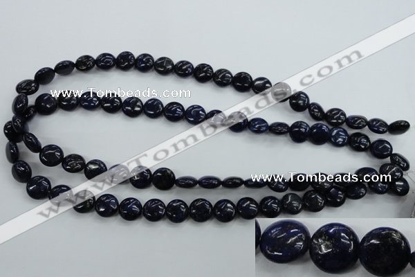 CNL923 15.5 inches 10mm flat round natural lapis lazuli gemstone beads