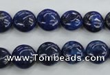 CNL924 15.5 inches 12mm flat round natural lapis lazuli gemstone beads