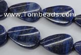 CNL985 15.5 inches 17*25mm twisted flat teardrop natural lapis lazuli beads