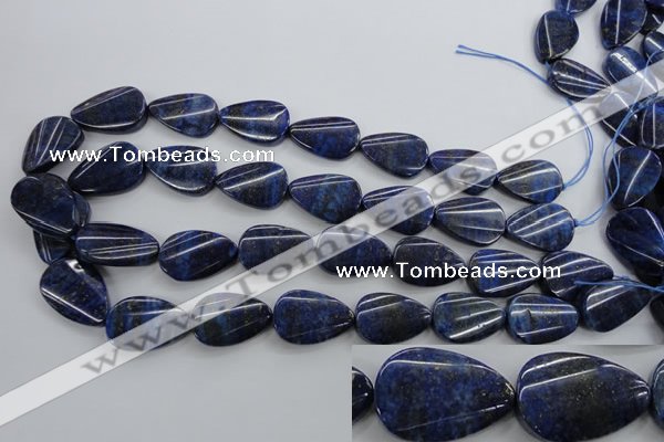 CNL985 15.5 inches 17*25mm twisted flat teardrop natural lapis lazuli beads