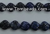CNL991 15.5 inches 10mm carved flower natural lapis lazuli gemstone beads
