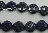 CNL993 15.5 inches 13mm carved flower natural lapis lazuli gemstone beads