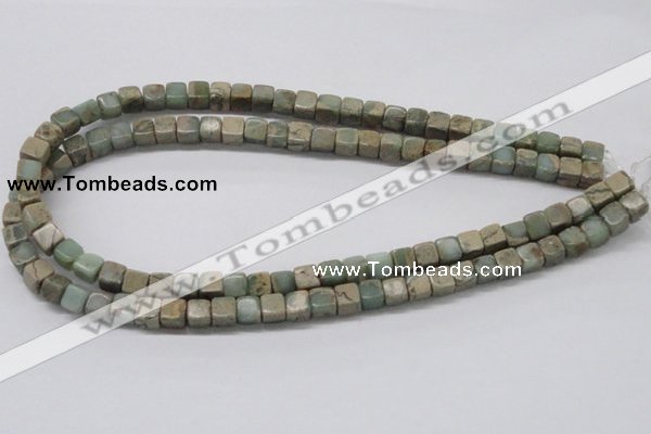 CNS06 16 inches 7*7mm cube natural serpentine jasper beads wholesale