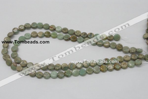 CNS09 16 inches 10mm flat round natural serpentine jasper beads