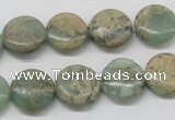 CNS10 16 inches 14mm flat round natural serpentine jasper beads