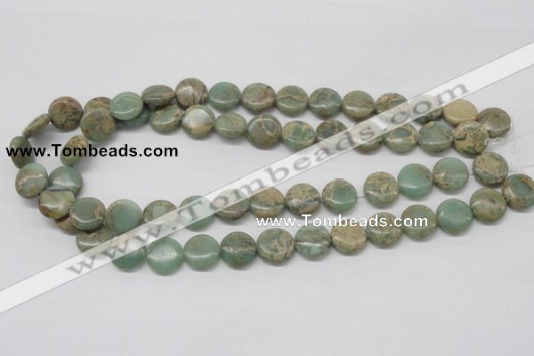 CNS10 16 inches 14mm flat round natural serpentine jasper beads