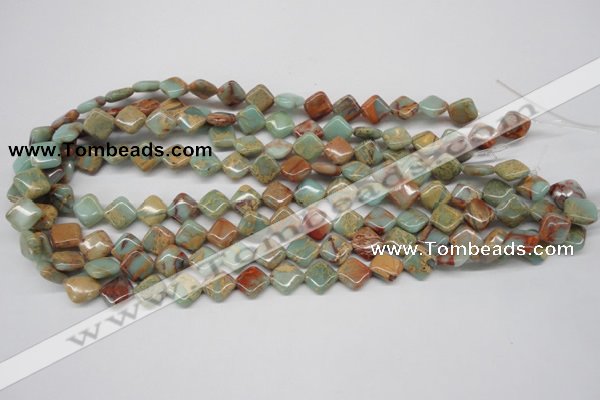 CNS118 15.5 inches 10*10mm diamond natural serpentine jasper beads