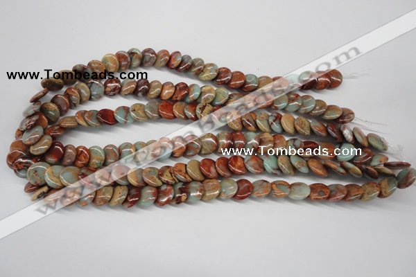 CNS124 15.5 inches 12mm flat round natural serpentine jasper beads