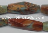 CNS134 15.5 inches 12*40mm faceted rice natural serpentine jasper beads