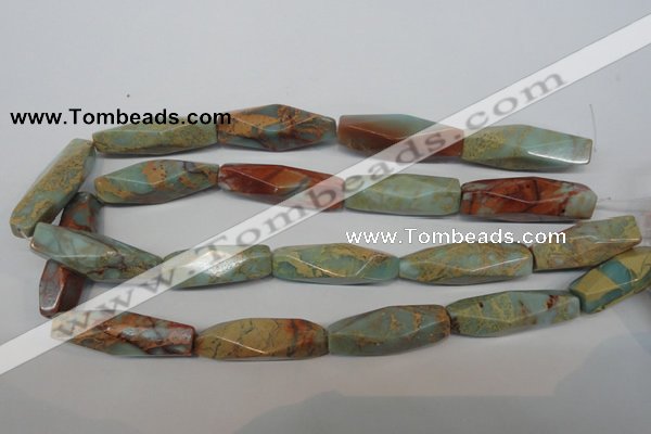 CNS134 15.5 inches 12*40mm faceted rice natural serpentine jasper beads