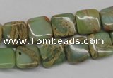 CNS140 15.5 inches 12*12mm square natural serpentine jasper beads