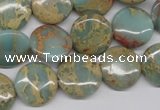 CNS161 15.5 inches 16mm flat round natural serpentine jasper beads