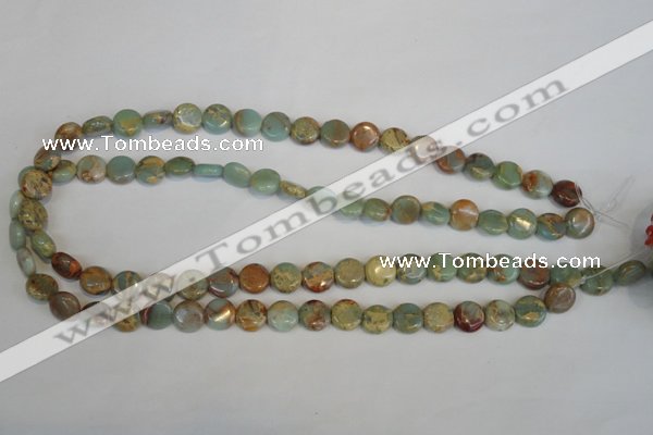 CNS189 15.5 inches 10mm flat round natural serpentine jasper beads