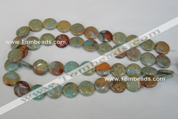 CNS190 15.5 inches 18mm flat round natural serpentine jasper beads