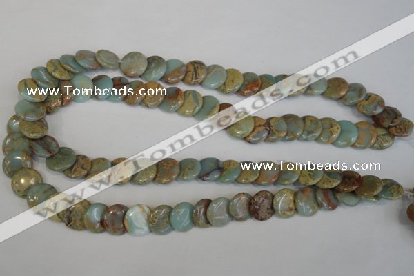 CNS191 15.5 inches 14mm flat round natural serpentine jasper beads