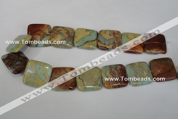 CNS196 15.5 inches 30*30mm square natural serpentine jasper beads