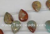 CNS199 Top-drilled 10*14mm flat teardrop natural serpentine jasper beads