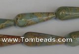 CNS201 15.5 inches 10*30mm teardrop natural serpentine jasper beads