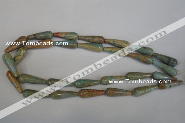 CNS201 15.5 inches 10*30mm teardrop natural serpentine jasper beads